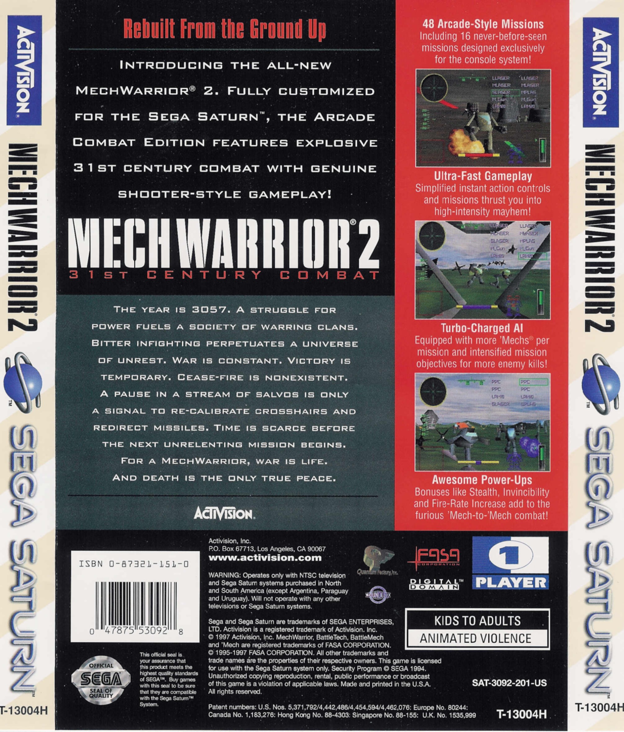 MECHWARRIOR 2 31ST CENTURY COMBAT SEGA SATURN PAL-EURO (NEUF - NEW